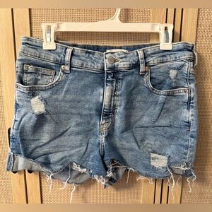 H&M Distressed Cuffed Denim Shorts